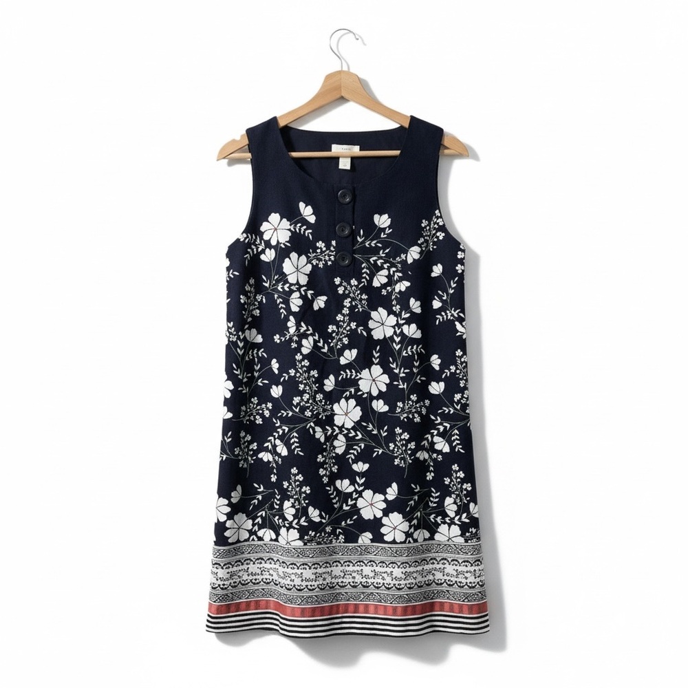 LOFT Shift Dress Size 6 Floral Jumper Lined Button Up Henley Neckline
